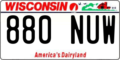 WI license plate 880NUW