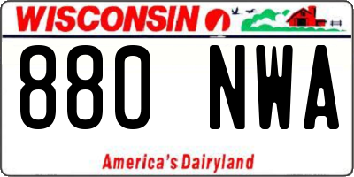 WI license plate 880NWA
