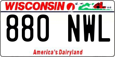 WI license plate 880NWL