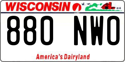 WI license plate 880NWO