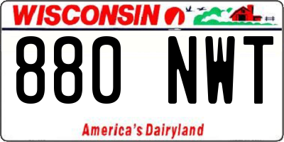 WI license plate 880NWT