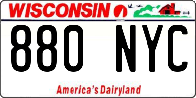 WI license plate 880NYC