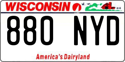 WI license plate 880NYD