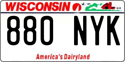 WI license plate 880NYK