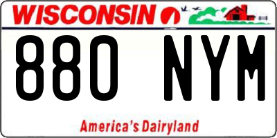 WI license plate 880NYM