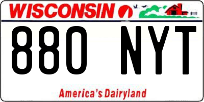 WI license plate 880NYT