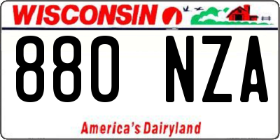 WI license plate 880NZA
