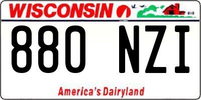 WI license plate 880NZI