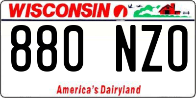 WI license plate 880NZO