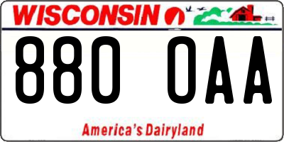WI license plate 880OAA