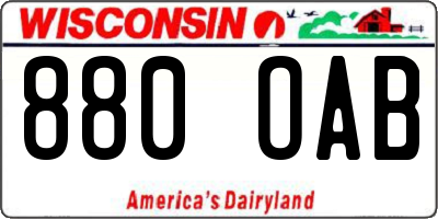 WI license plate 880OAB