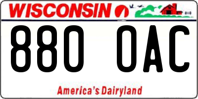 WI license plate 880OAC