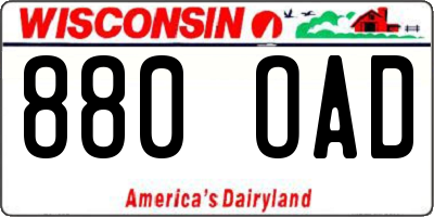 WI license plate 880OAD