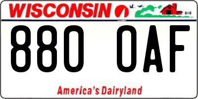 WI license plate 880OAF