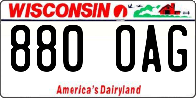 WI license plate 880OAG
