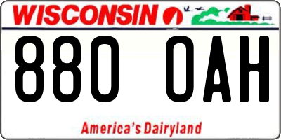 WI license plate 880OAH