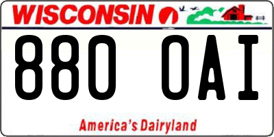 WI license plate 880OAI