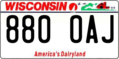 WI license plate 880OAJ
