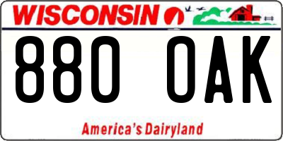 WI license plate 880OAK