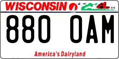 WI license plate 880OAM