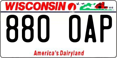 WI license plate 880OAP