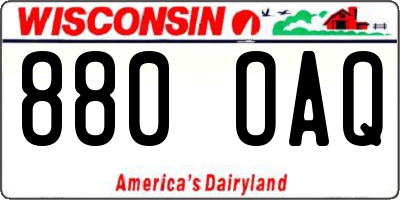 WI license plate 880OAQ