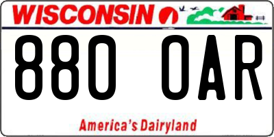 WI license plate 880OAR