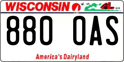 WI license plate 880OAS