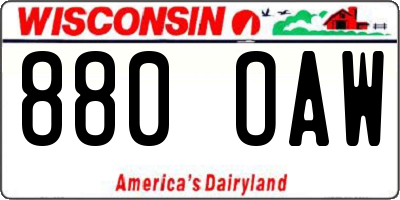 WI license plate 880OAW