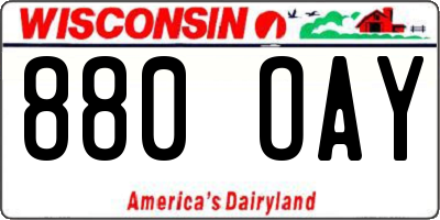 WI license plate 880OAY