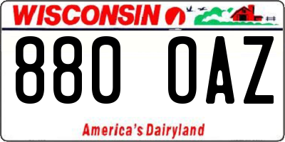 WI license plate 880OAZ