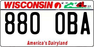 WI license plate 880OBA