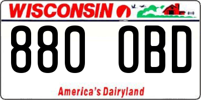 WI license plate 880OBD