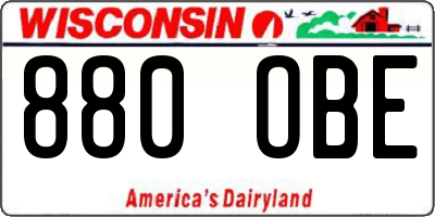 WI license plate 880OBE