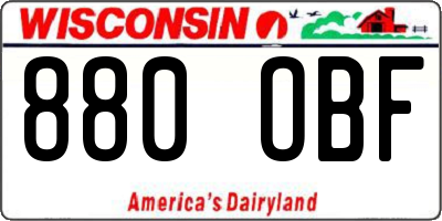 WI license plate 880OBF