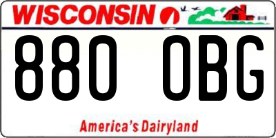 WI license plate 880OBG