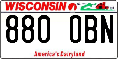 WI license plate 880OBN