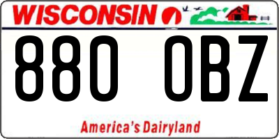 WI license plate 880OBZ