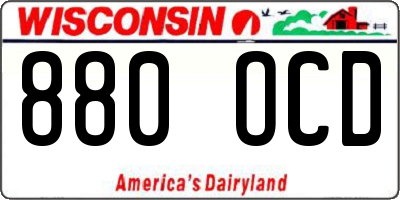 WI license plate 880OCD