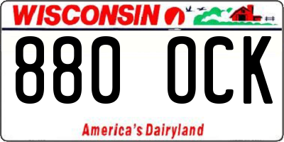 WI license plate 880OCK