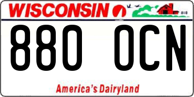 WI license plate 880OCN