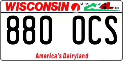 WI license plate 880OCS