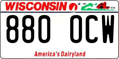 WI license plate 880OCW