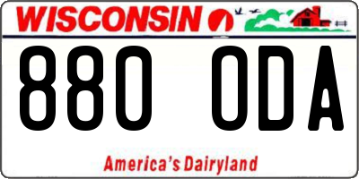 WI license plate 880ODA