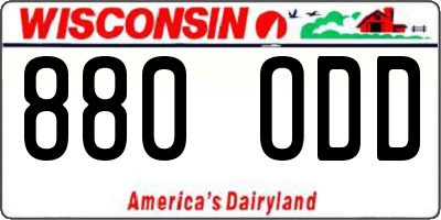 WI license plate 880ODD