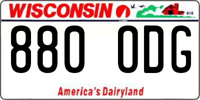 WI license plate 880ODG