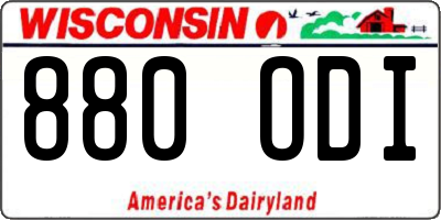 WI license plate 880ODI