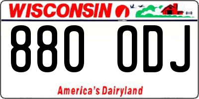 WI license plate 880ODJ