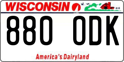 WI license plate 880ODK