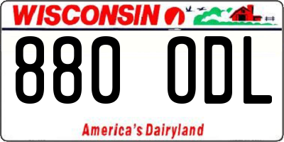 WI license plate 880ODL